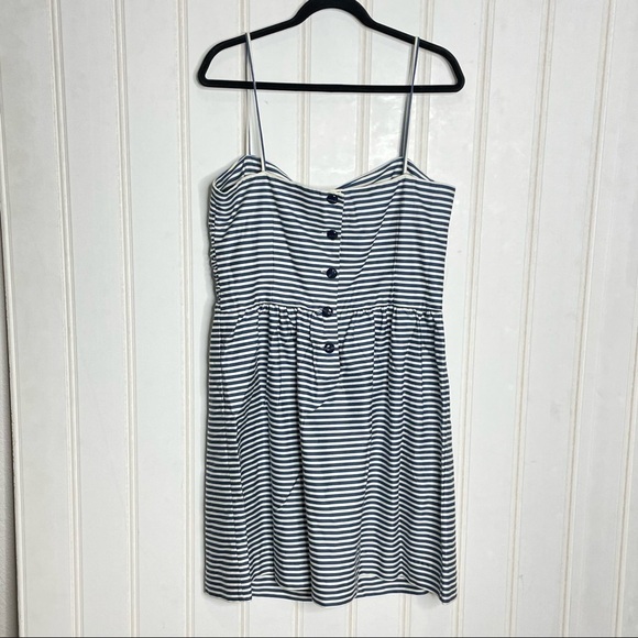 NWT Ralph Lauren Blue & White Stripe Pleated Dress Size 14 653 - Picture 5 of 7